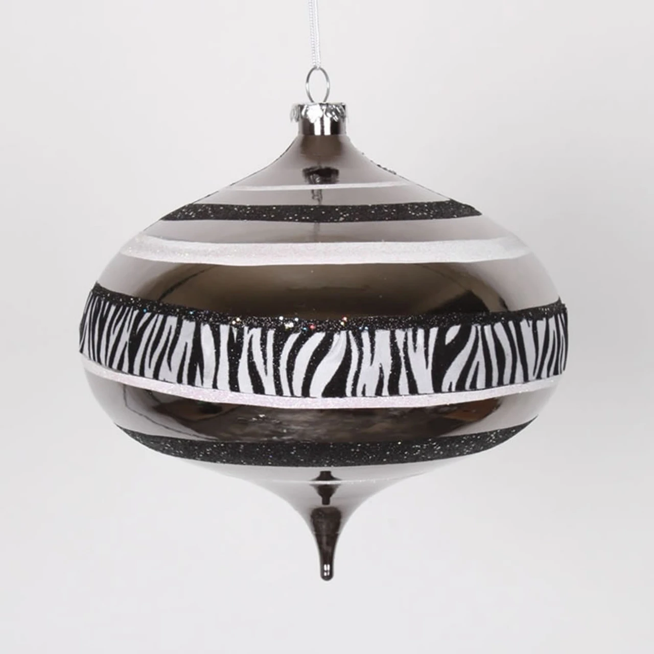 Safari Black And White Zebra Stripes Onion Drop Christmas Ornament 8" (200mm) 3 Safari Black And White Zebra Stripes Onion Drop Christmas Ornament 8" (200mm)