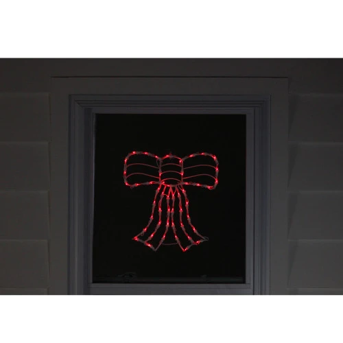 Northlight 14" Lighted Red Bow Christmas Window Silhouette Decoration 5 Northlight 14" Lighted Red Bow Christmas Window Silhouette Decoration - Image 3