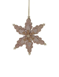 Melrose 6" Blush Pink Pearls And Gems Embellished Snowflake Christmas Ornament