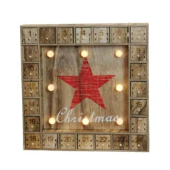 Northlight 14" Pre-Lit Brown And Red LED Advent Calendar Christmas Wall Decor