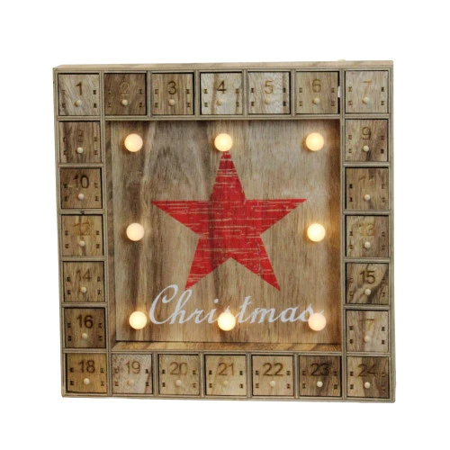 Northlight 14" Pre-Lit Brown And Red LED Advent Calendar Christmas Wall Decor