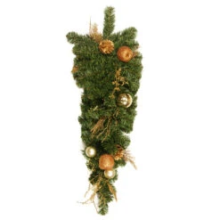 30" Pre-Decorated Pine And Pine Cone Christmas Teardrop Swag - Unlit